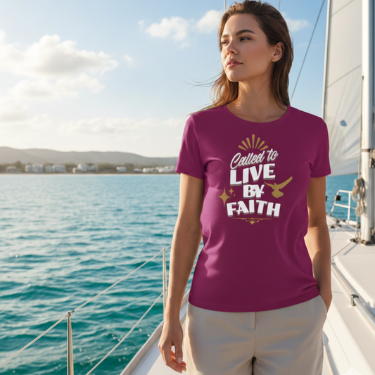 "Called to Live by Faith" Women's Performance Tee | Retro Christian Style